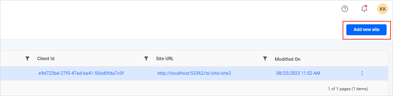Add New Site