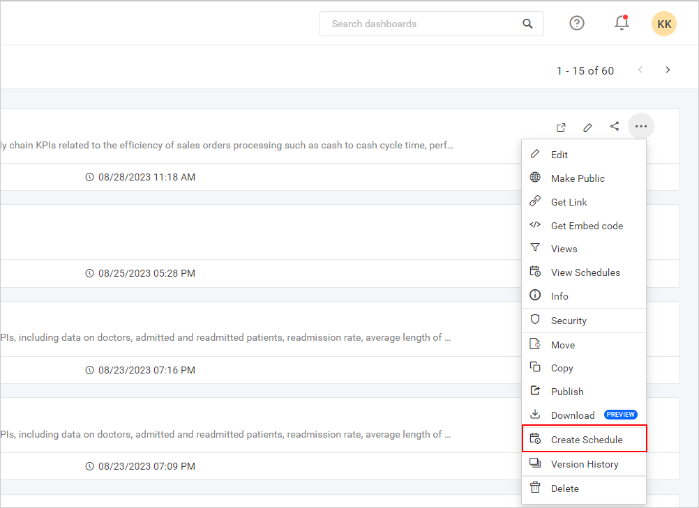 Create Schedule