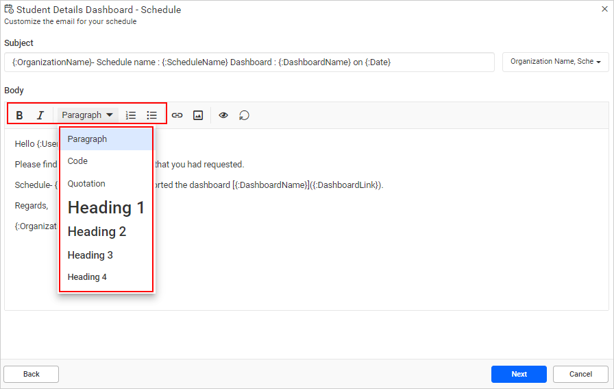 Customize Mail Content