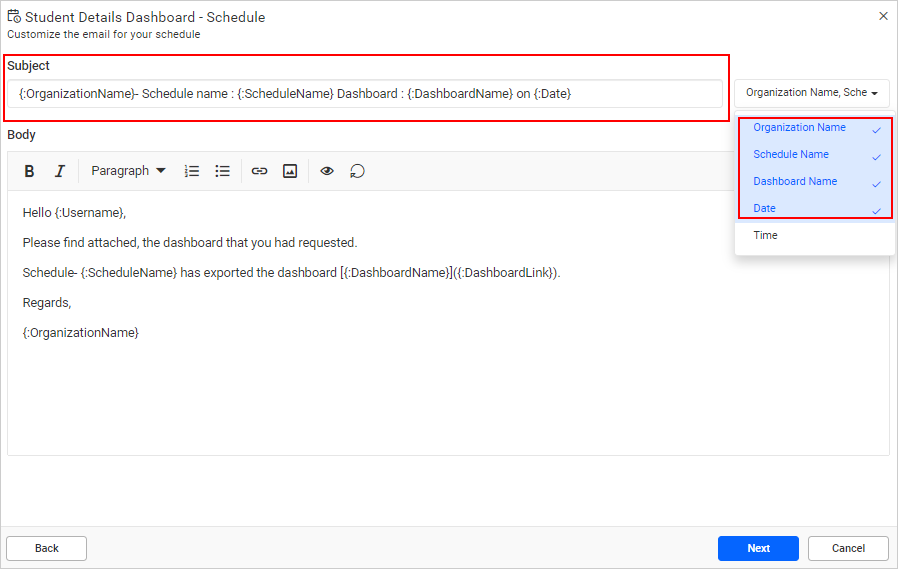 Customize Mail Subject