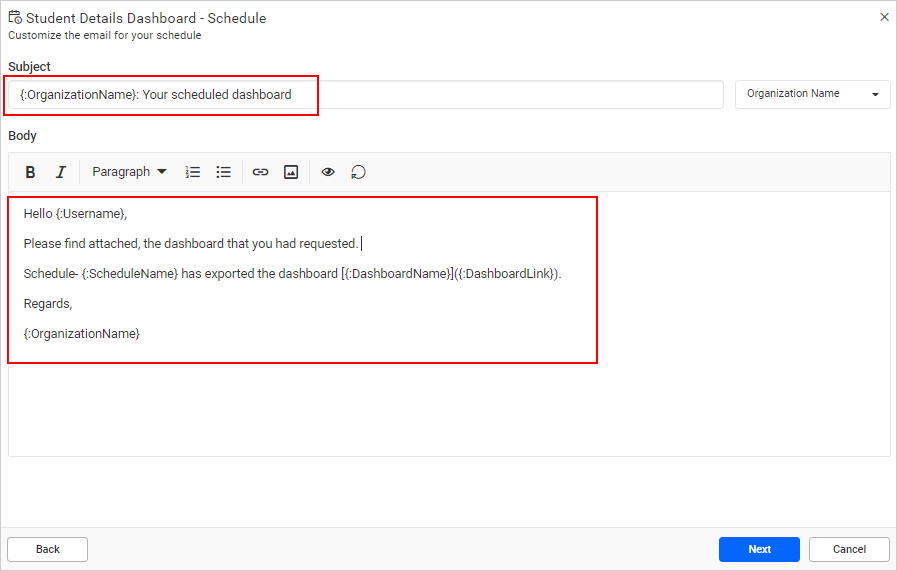 Default Schedule Mail