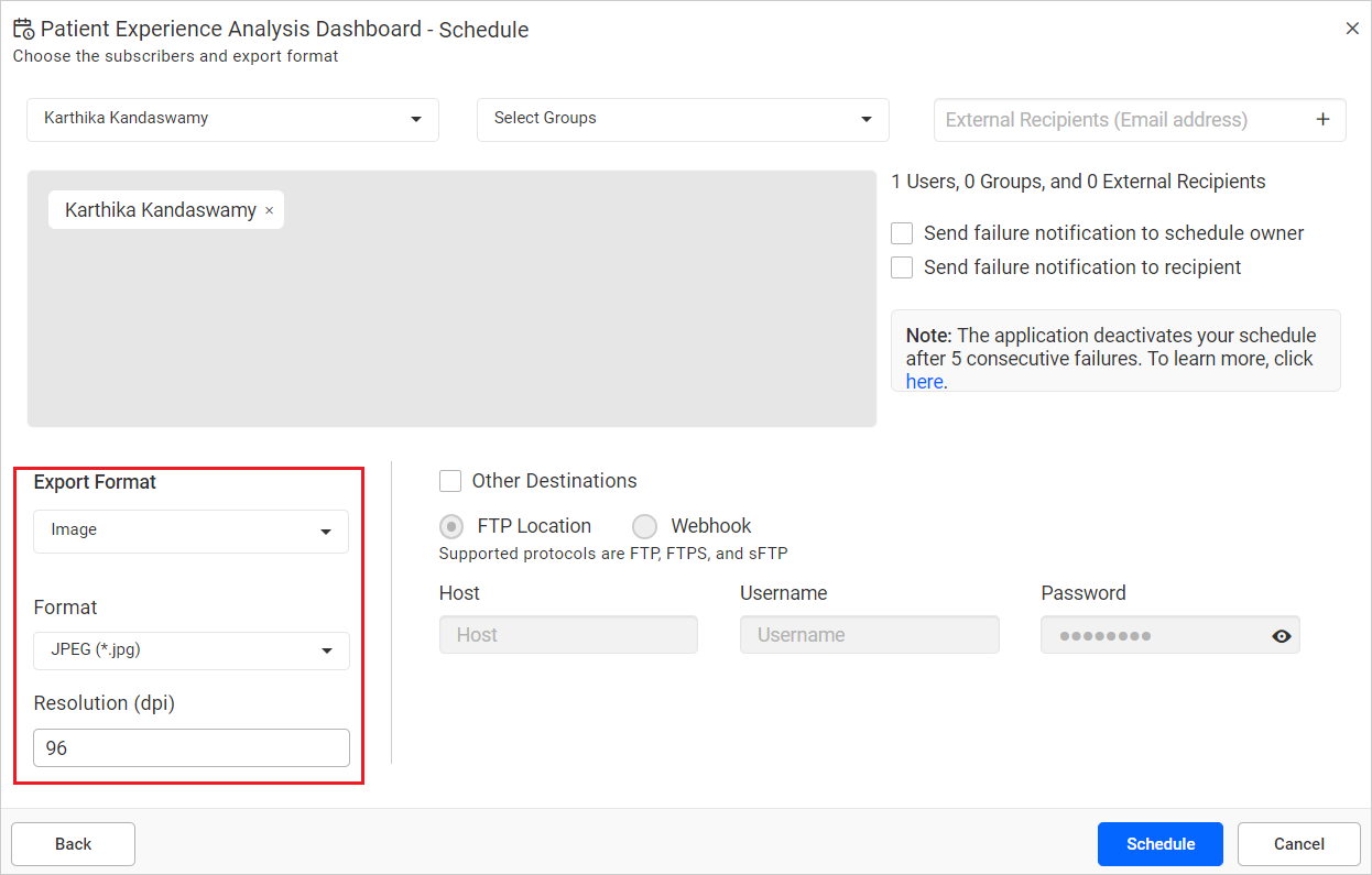 Schedule Image Export