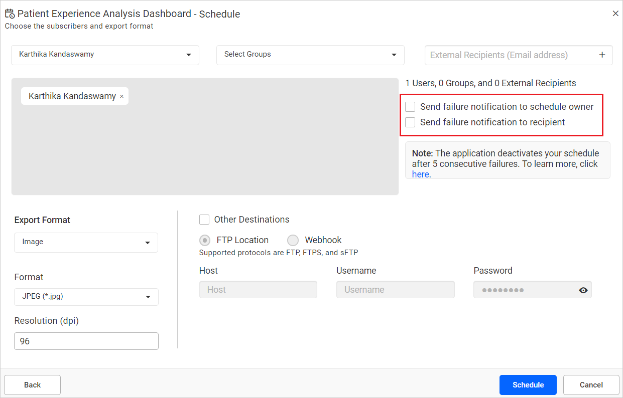 Schedule Failure Notification