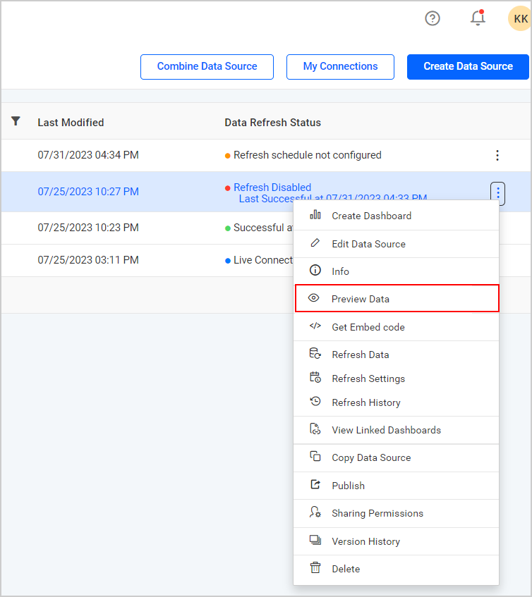 preview Data Source