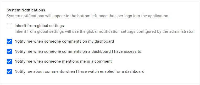 System notification settings