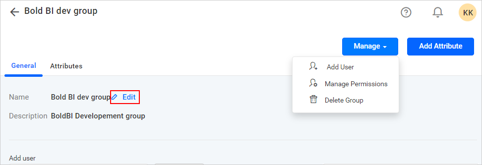 Edit Group Page