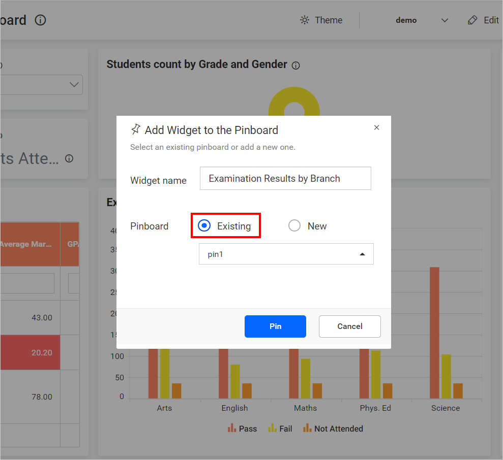 Pin Widget Existing