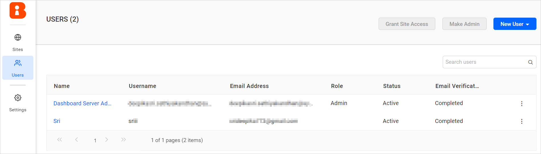 Manage Users List