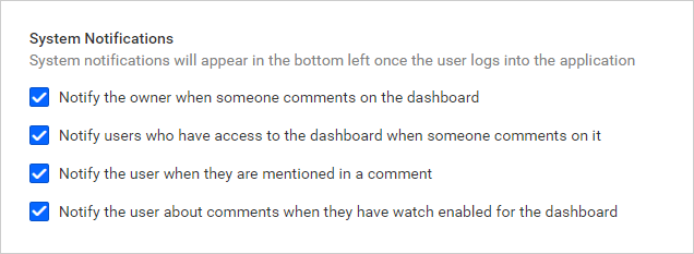 Admin system notification settings