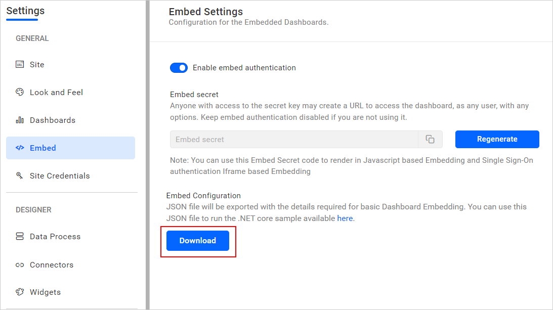Embed Config file