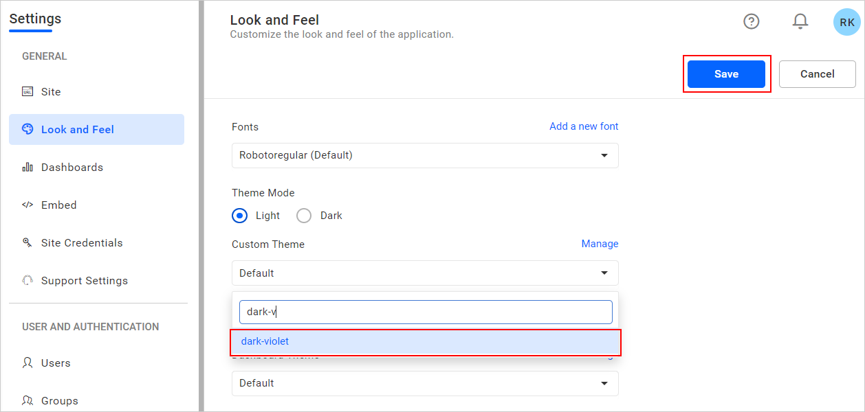 Select app theme