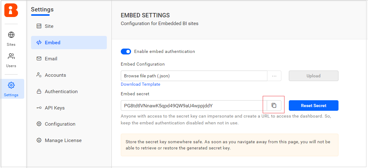 Copy secret code