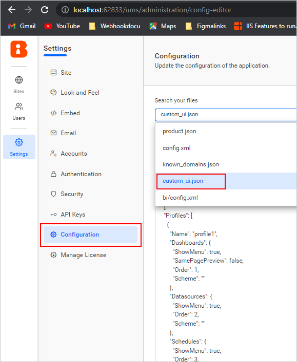 Custom UI Json