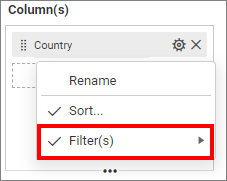 Filter for dimension column