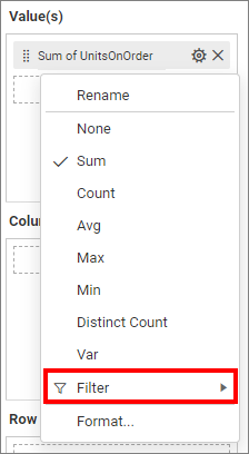 Configuring widget filters