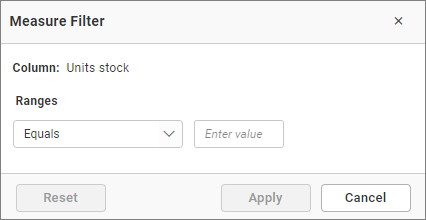 Filtering dialog