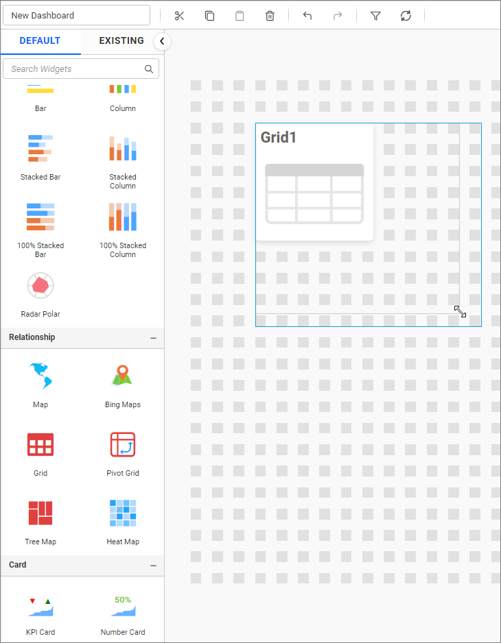 Resizing widget
