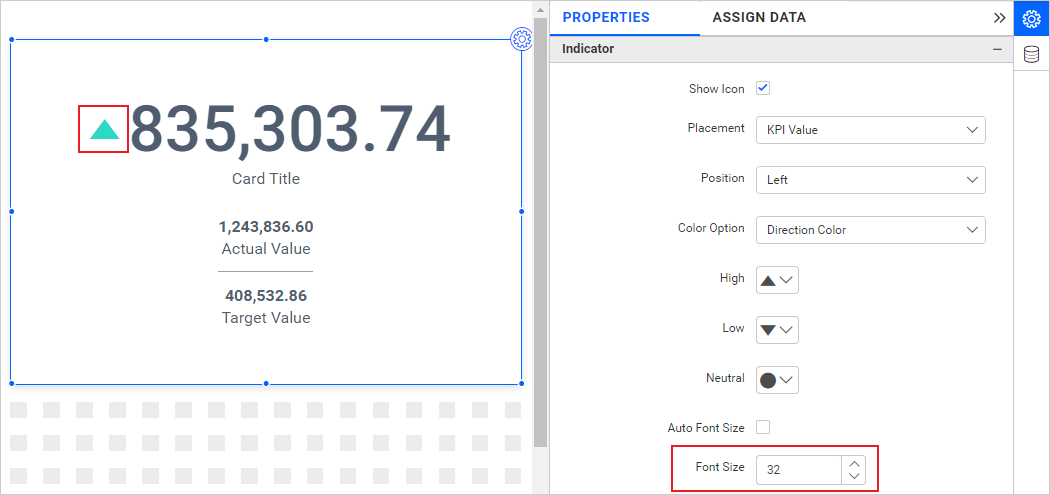 Indicator font size