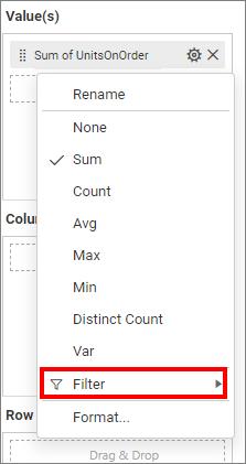 Widget filters