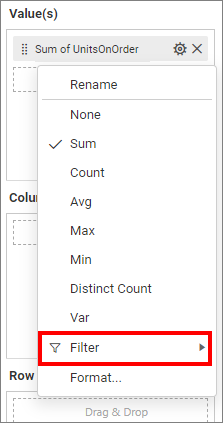 Configuring widget filters