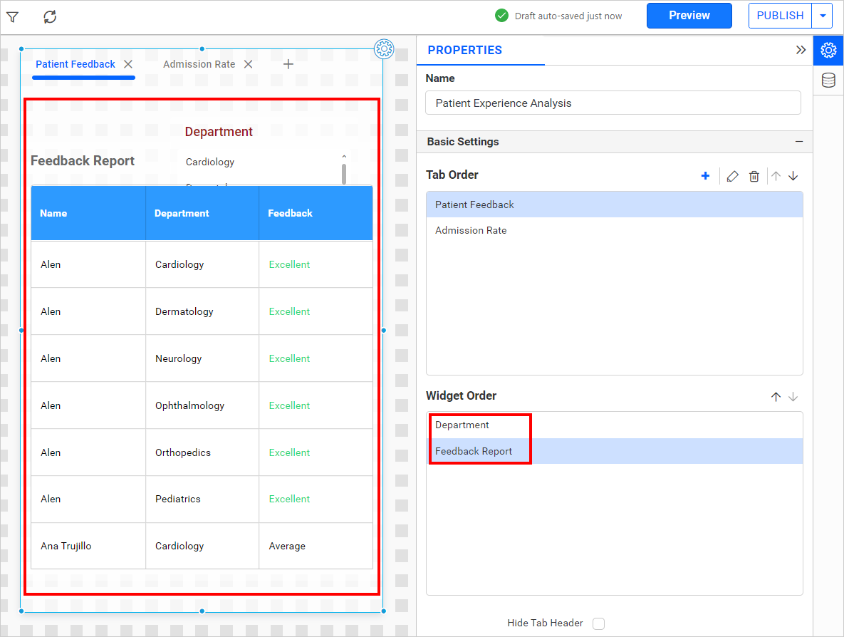Overlapping widgets