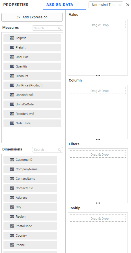 Assign data pane