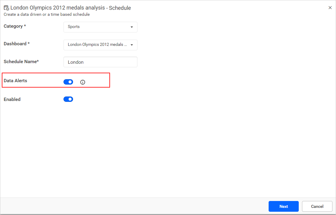 Enable Data Alert
