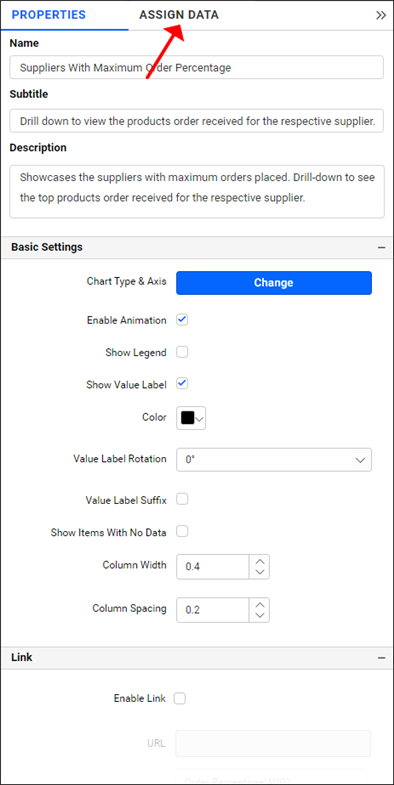 Assign data click