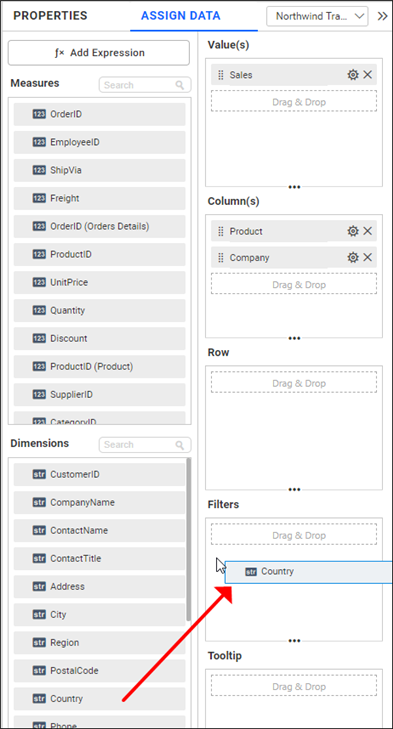 Configure manual filter section