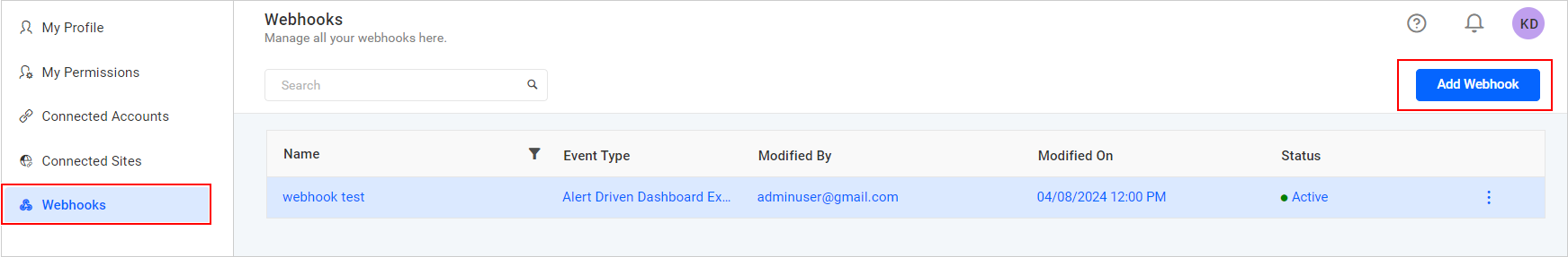 Add Webhook