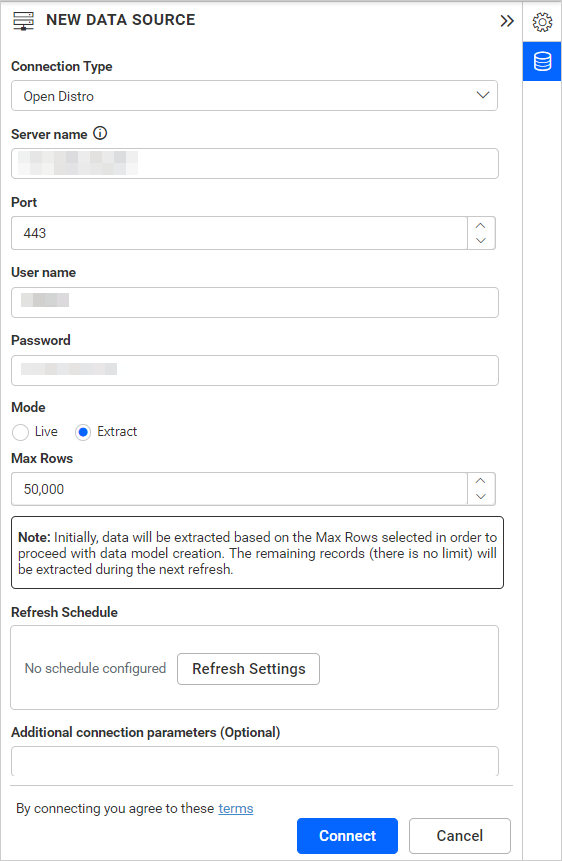 Open search connection