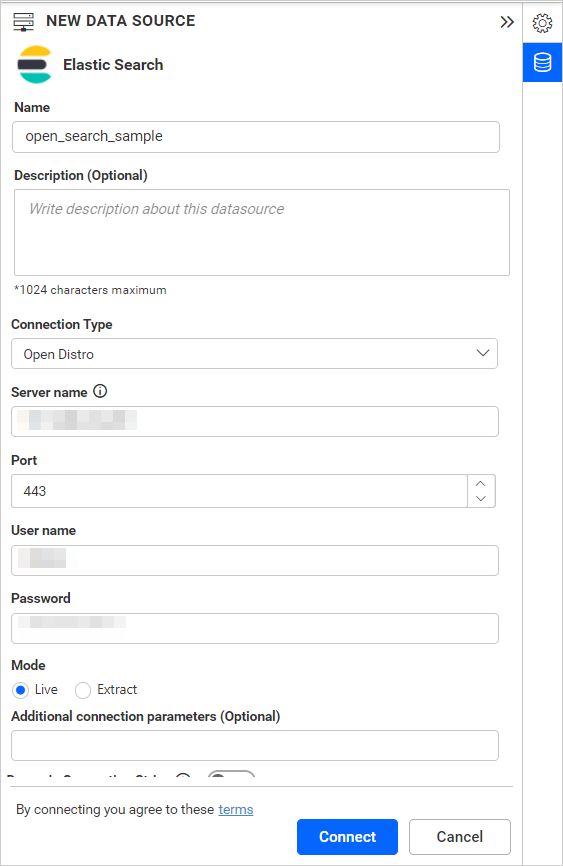 Open search connection