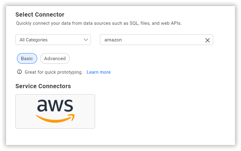Choose data source from server