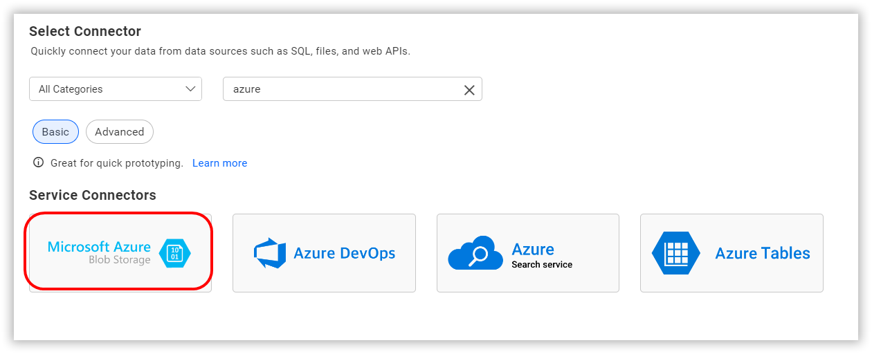 Choose data source from server
