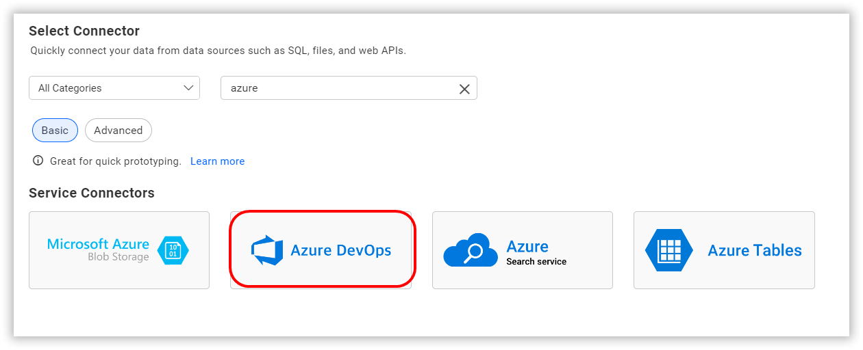 Choose data source from server