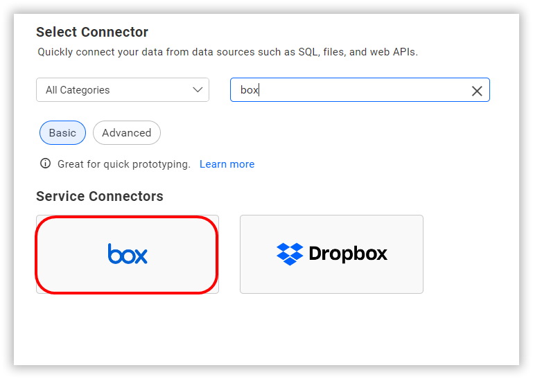 Choose data source from server