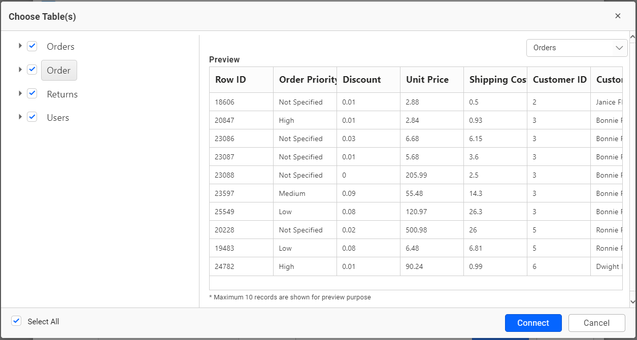 Cloud excel preview