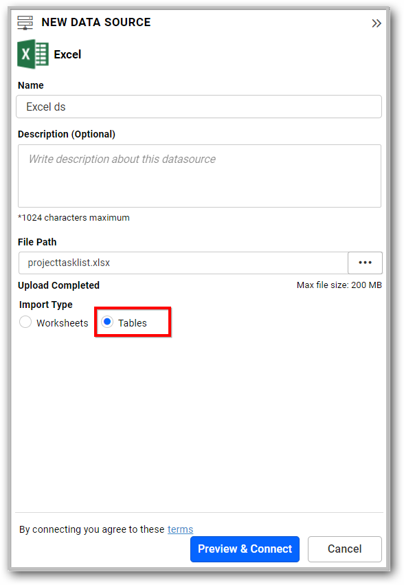 Import tables