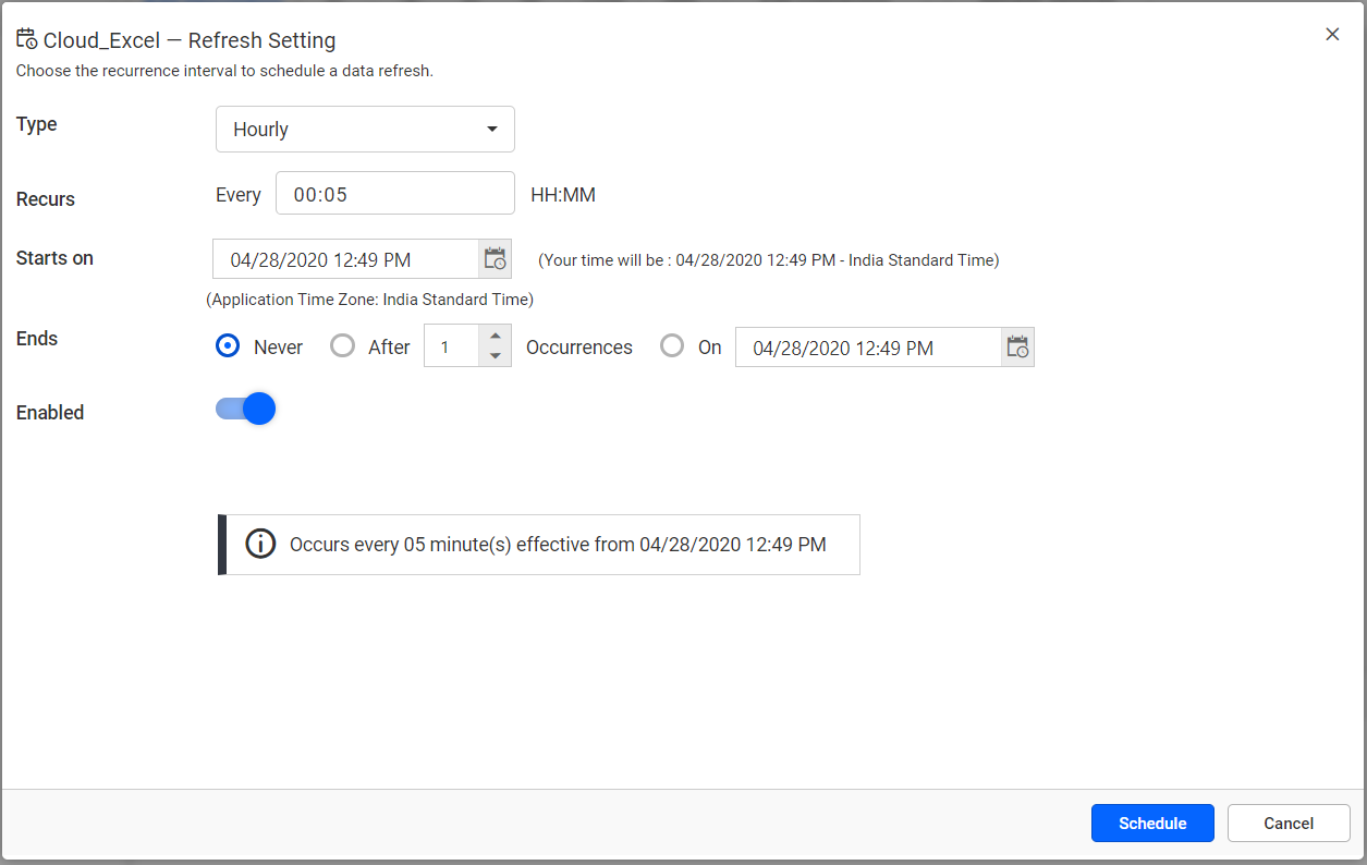 Refresh settings window