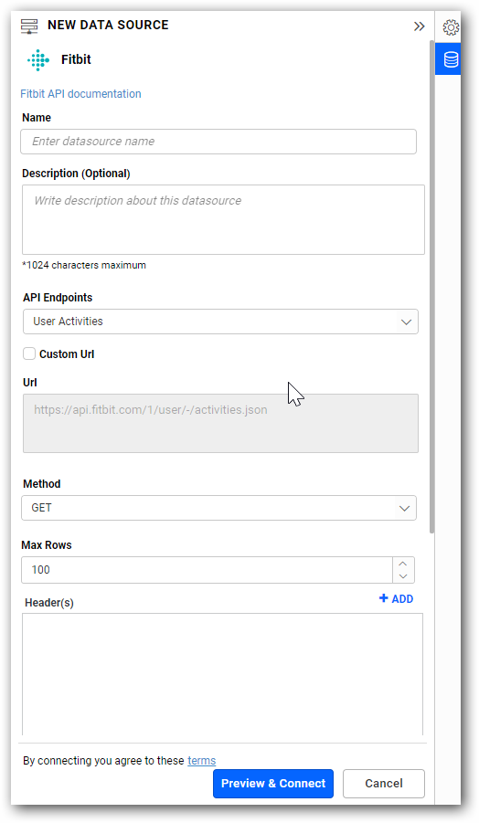 Data source preview