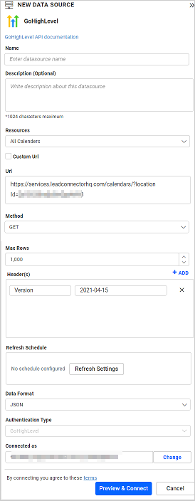 Data source preview