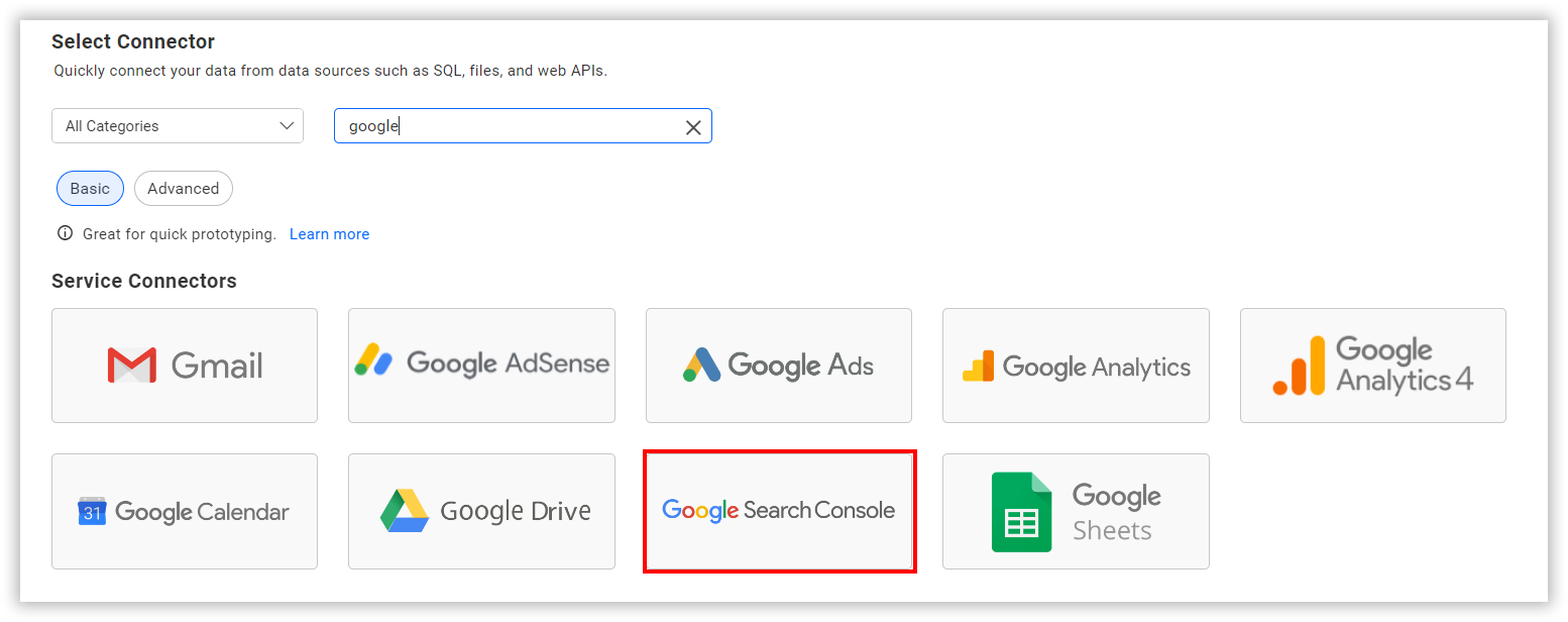 Choose data source from server