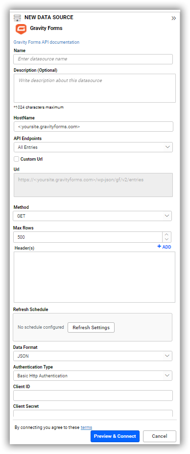 Data source preview