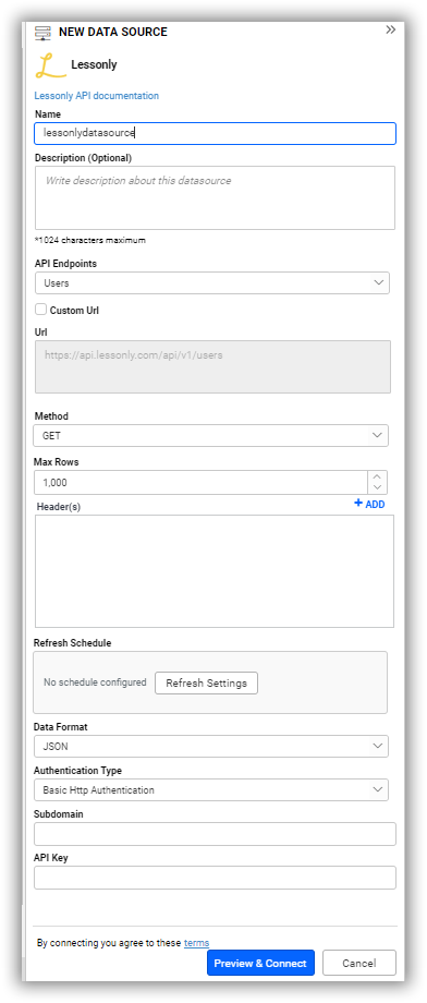 Data source preview