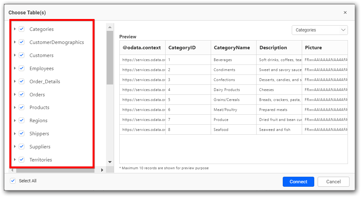 Preview Multiple Tables 
