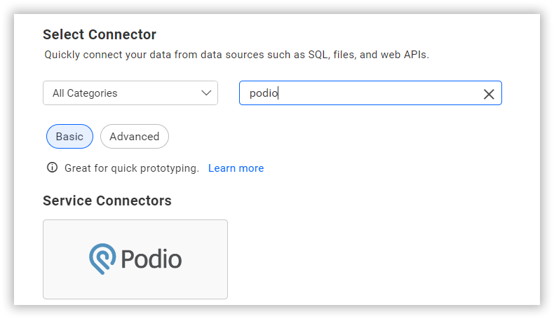 Choose data source from server