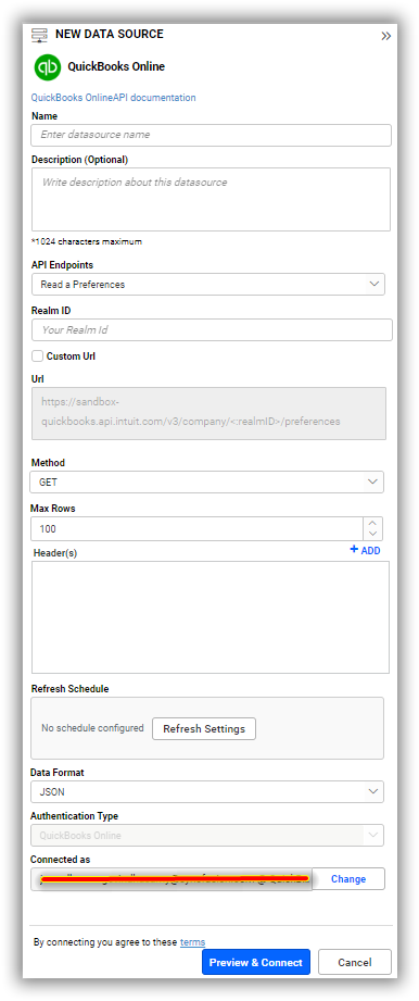 Data source preview