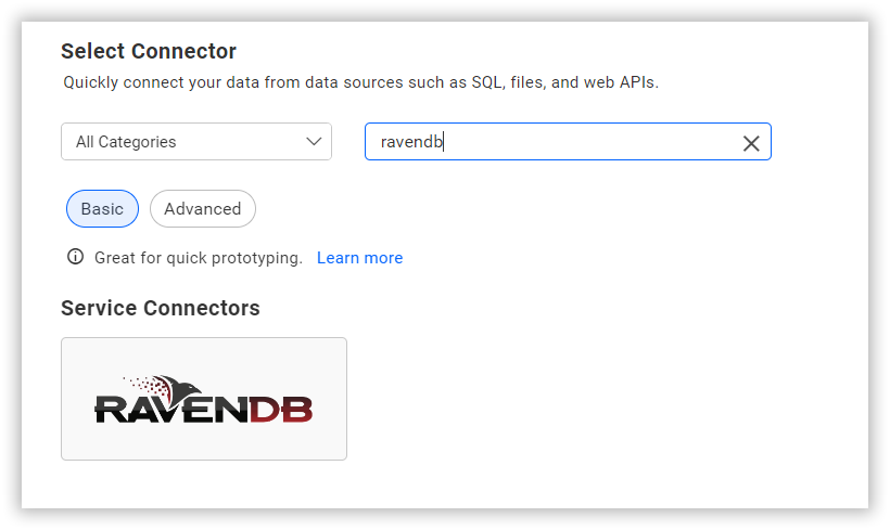 Choose data source from server