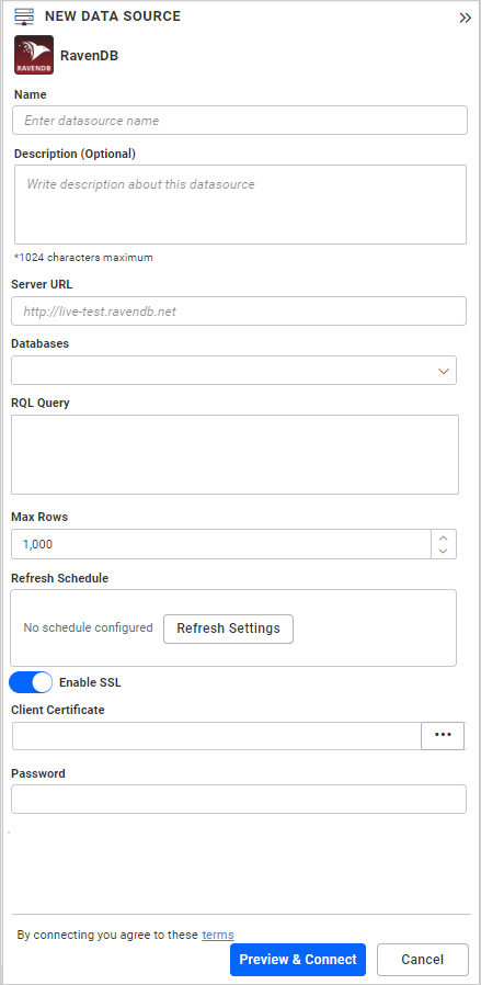 Choose data source from server