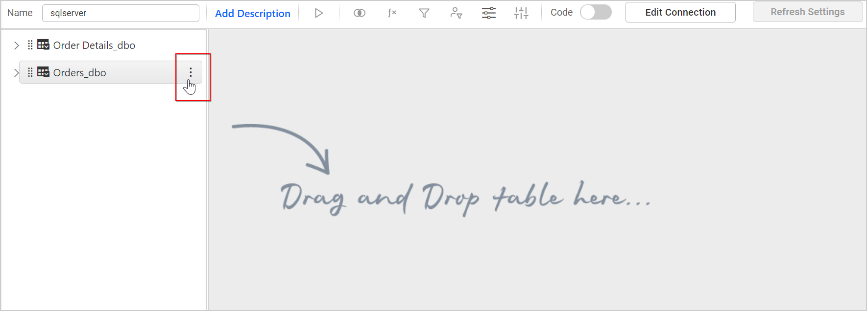 Data design view